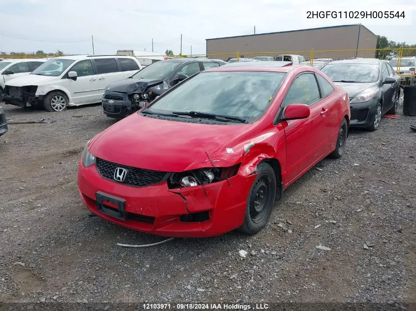 2009 Honda Civic Cpe VIN: 2HGFG11029H005544 Lot: 12103971