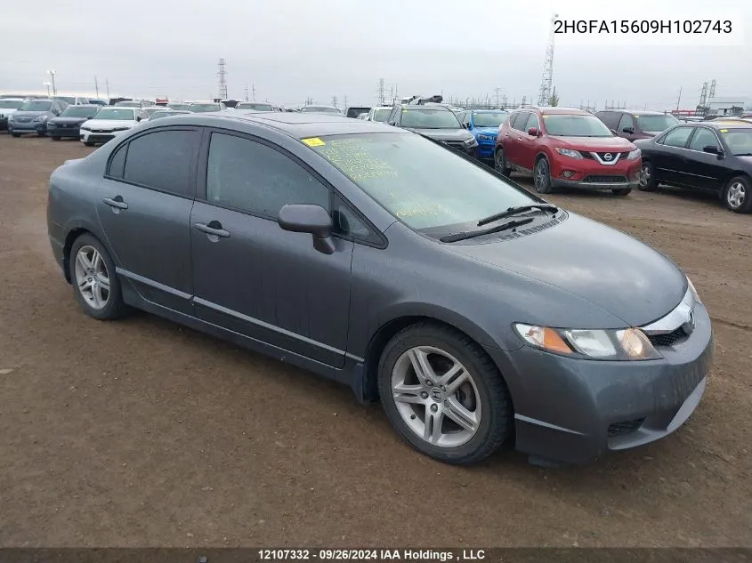 2009 Honda Civic Sdn VIN: 2HGFA15609H102743 Lot: 12107332