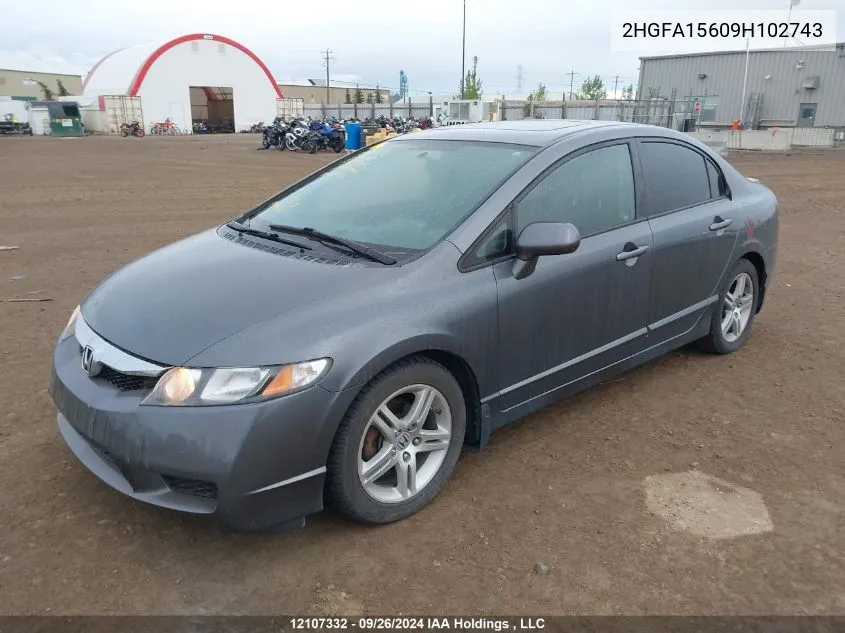 2009 Honda Civic Sdn VIN: 2HGFA15609H102743 Lot: 12107332