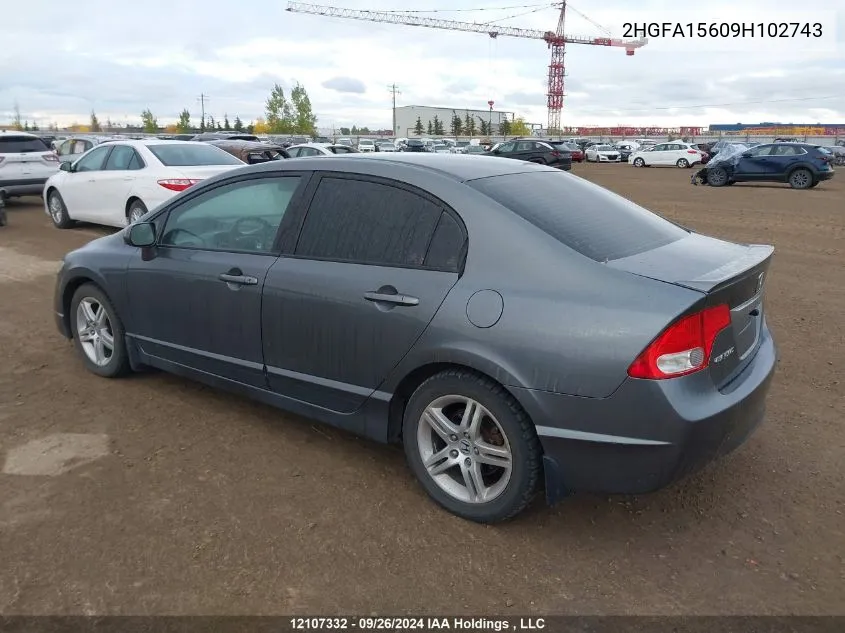 2009 Honda Civic Sdn VIN: 2HGFA15609H102743 Lot: 12107332