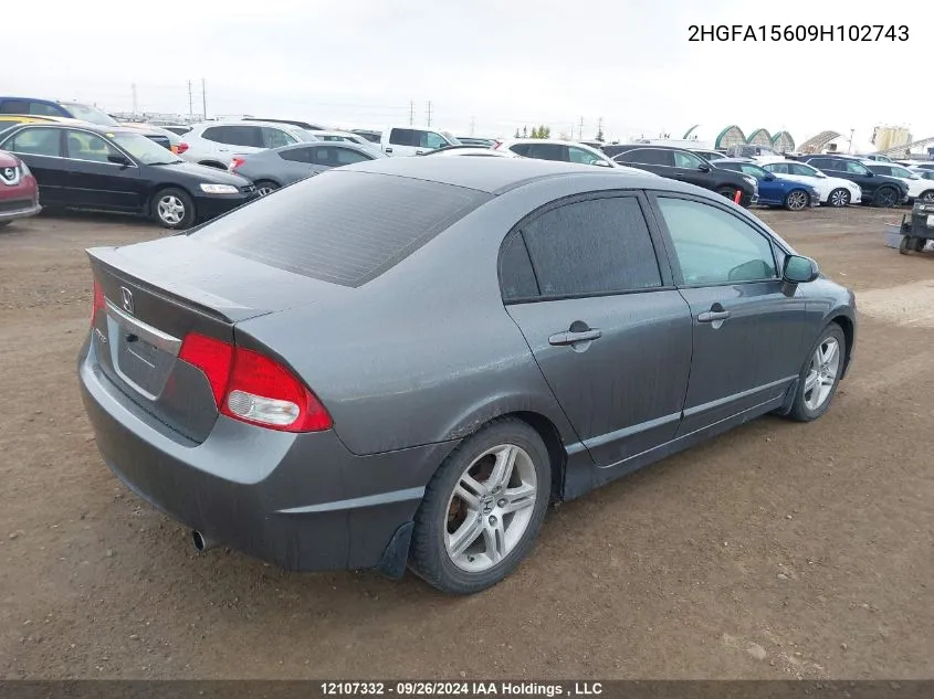 2009 Honda Civic Sdn VIN: 2HGFA15609H102743 Lot: 12107332