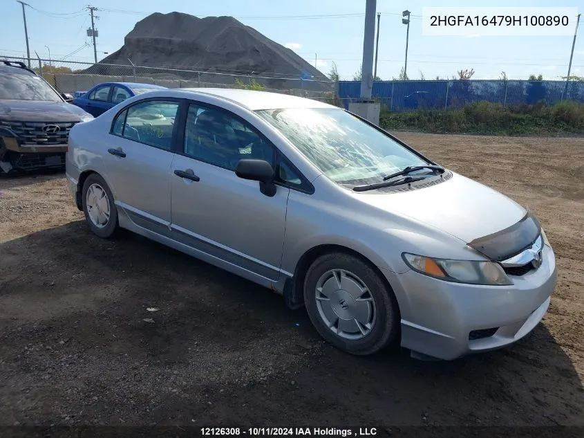 2009 Honda Civic Dx-G VIN: 2HGFA16479H100890 Lot: 12126308