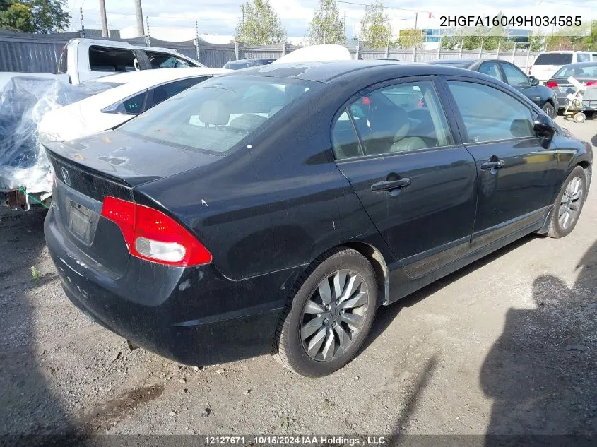 2009 Honda Civic Sdn VIN: 2HGFA16049H034585 Lot: 12127671