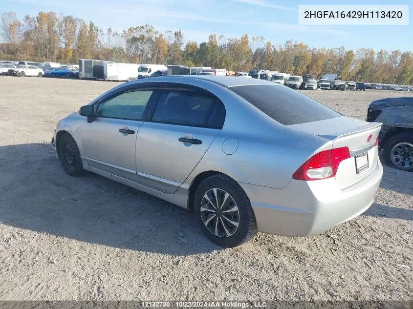 2009 Honda Civic Sdn VIN: 2HGFA16429H113420 Lot: 12132730