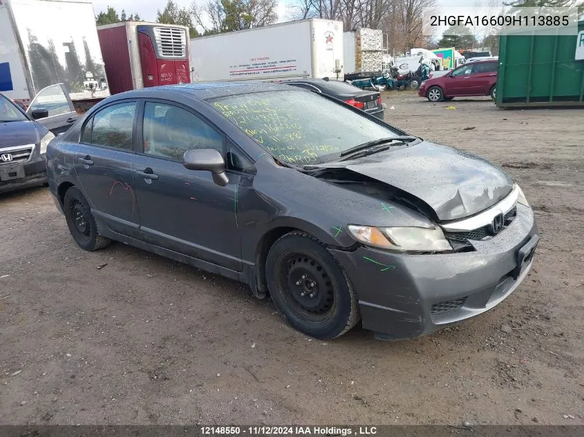 2009 Honda Civic Sdn VIN: 2HGFA16609H113885 Lot: 12148550