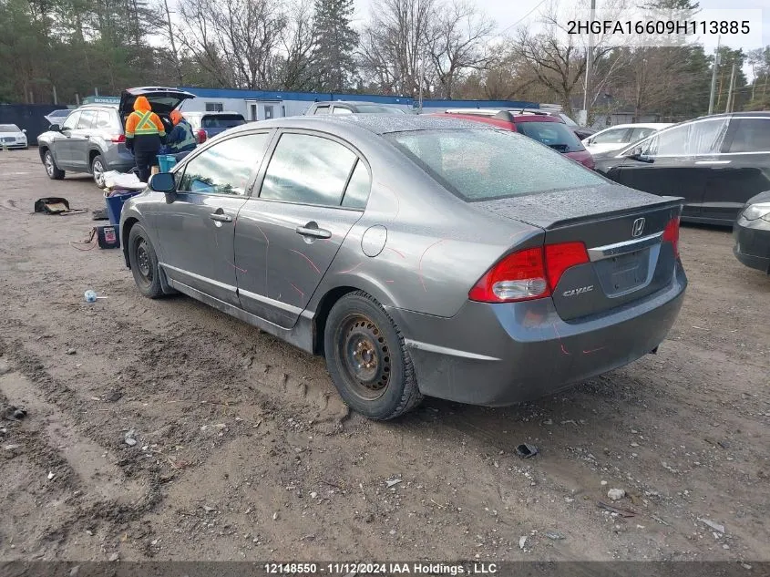 2009 Honda Civic Sdn VIN: 2HGFA16609H113885 Lot: 12148550