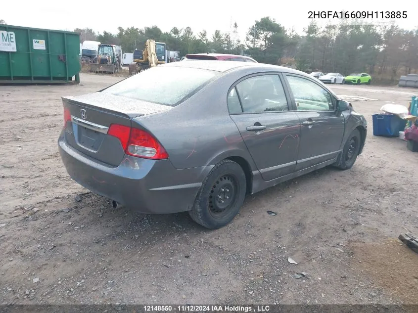 2009 Honda Civic Sdn VIN: 2HGFA16609H113885 Lot: 12148550