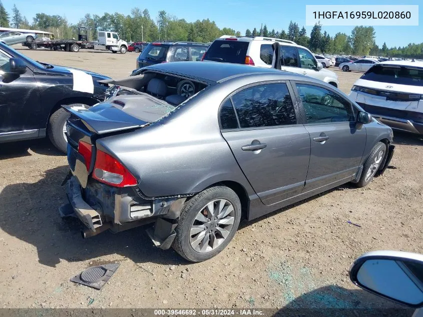 2009 Honda Civic Ex-L VIN: 1HGFA16959L020860 Lot: 39546692