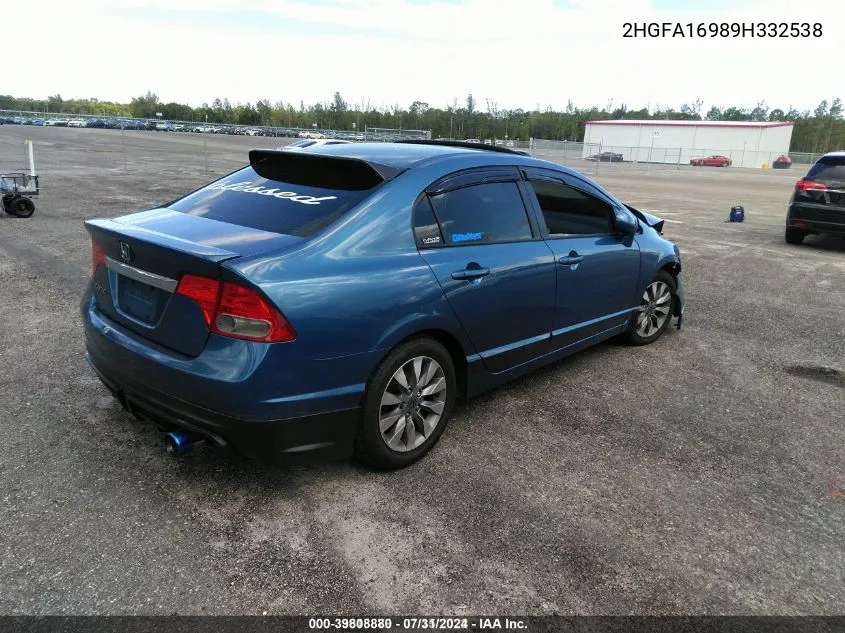 2009 Honda Civic Ex-L VIN: 2HGFA16989H332538 Lot: 39808880