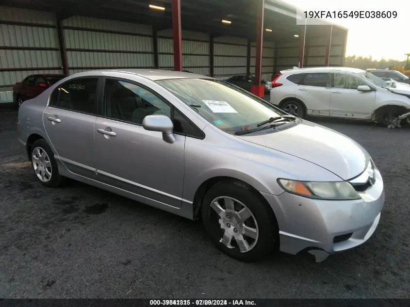 2009 Honda Civic Lx VIN: 19XFA16549E038609 Lot: 39841315