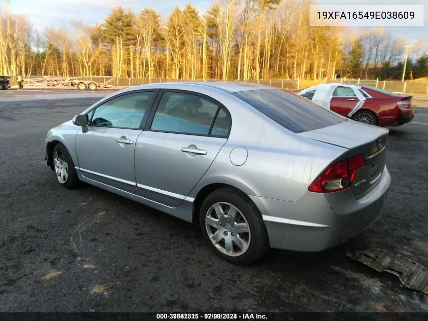 2009 Honda Civic Lx VIN: 19XFA16549E038609 Lot: 39841315