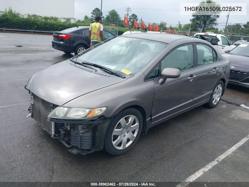 2009 Honda Civic Lx VIN: 1HGFA16509L025672 Lot: 39982462