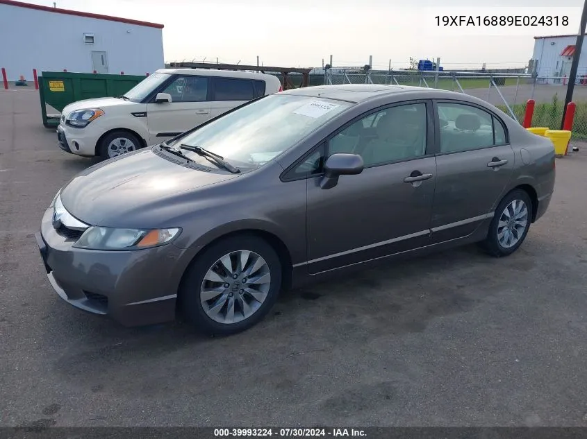 19XFA16889E024318 2009 Honda Civic Ex