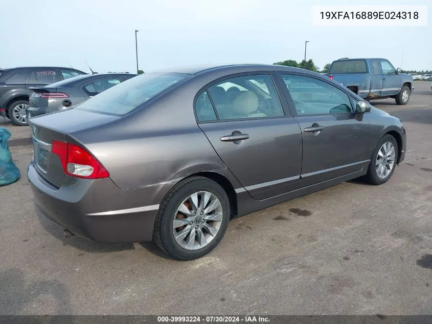 19XFA16889E024318 2009 Honda Civic Ex