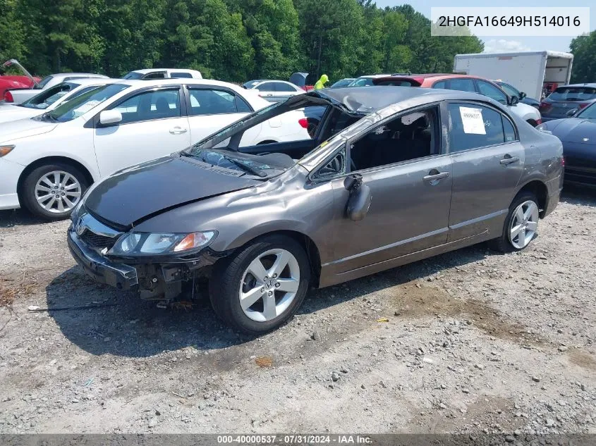 2009 Honda Civic Lx-S VIN: 2HGFA16649H514016 Lot: 40000537