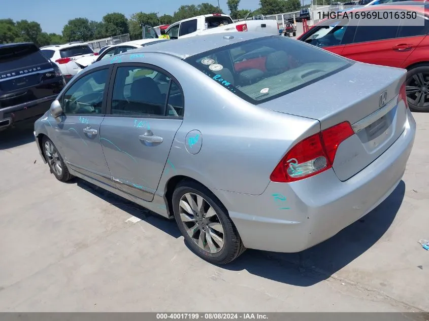 2009 Honda Civic Ex-L VIN: 1HGFA16969L016350 Lot: 40017199