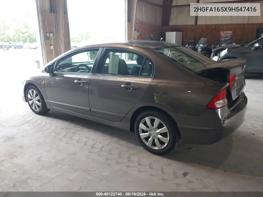 2009 Honda Civic Lx VIN: 2HGFA165X9H547416 Lot: 40122740