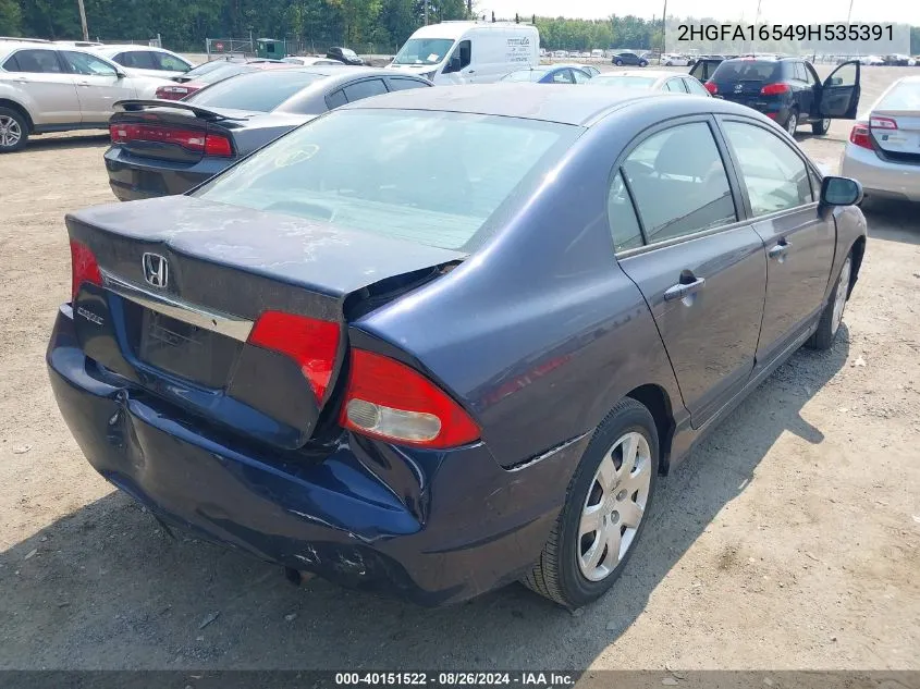 2009 Honda Civic Lx VIN: 2HGFA16549H535391 Lot: 40151522