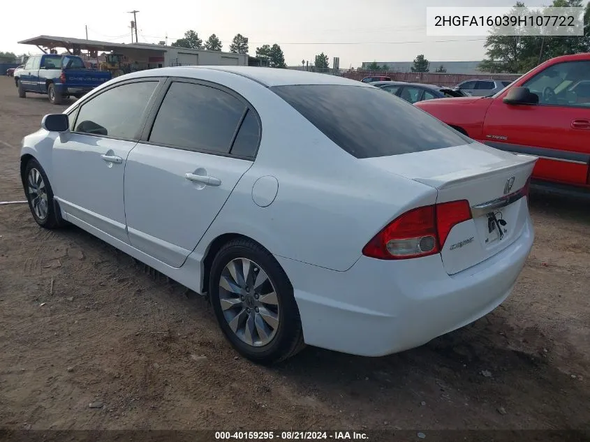 2HGFA16039H107722 2009 Honda Civic Exl