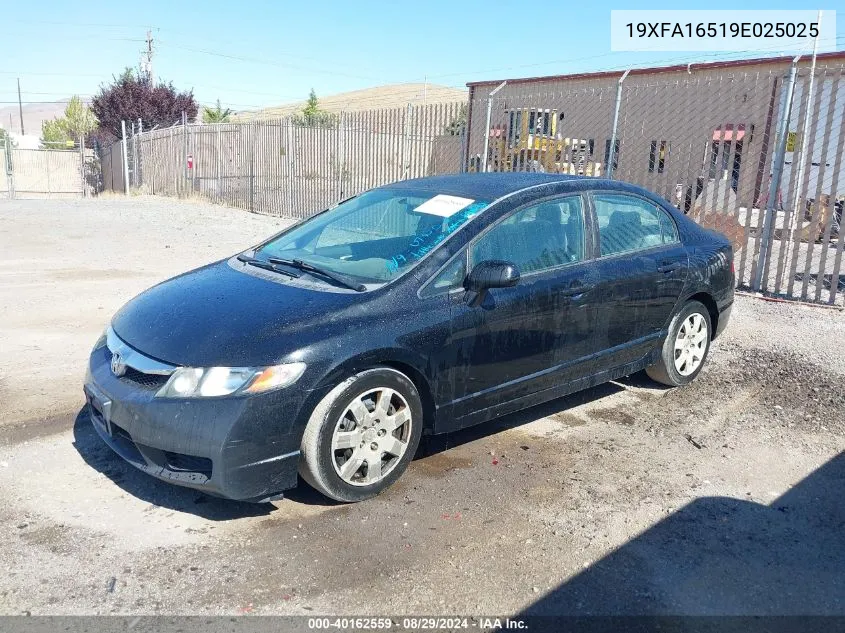 2009 Honda Civic Lx VIN: 19XFA16519E025025 Lot: 40162559