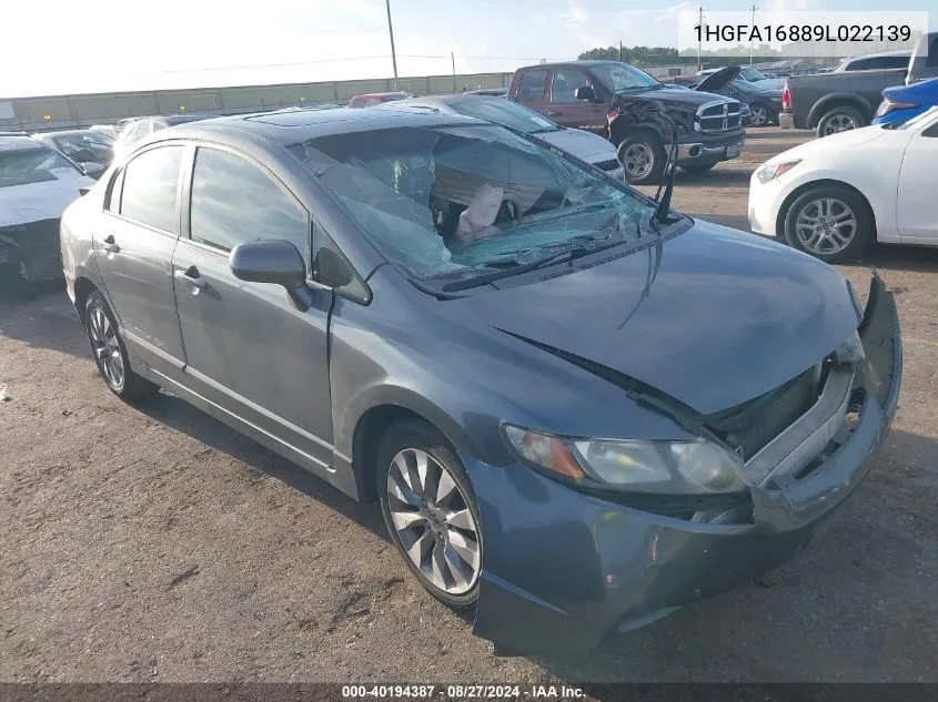 1HGFA16889L022139 2009 Honda Civic Ex