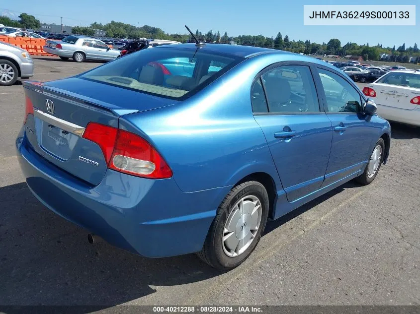 2009 Honda Civic Hybrid VIN: JHMFA36249S000133 Lot: 40212288