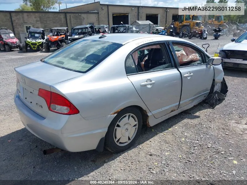 2009 Honda Civic Hybrid VIN: JHMFA36229S011258 Lot: 40245364