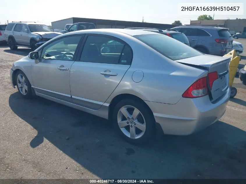 2009 Honda Civic Lx-S VIN: 2HGFA16639H510457 Lot: 40246717