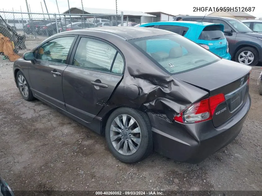 2009 Honda Civic Ex-L VIN: 2HGFA16959H512687 Lot: 40260052