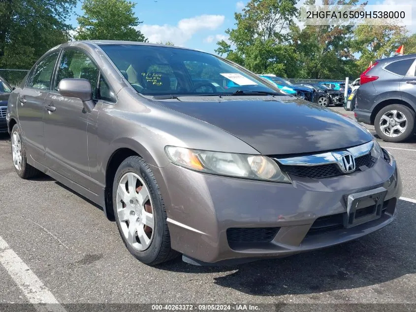 2009 Honda Civic Lx VIN: 2HGFA16509H538000 Lot: 40263372