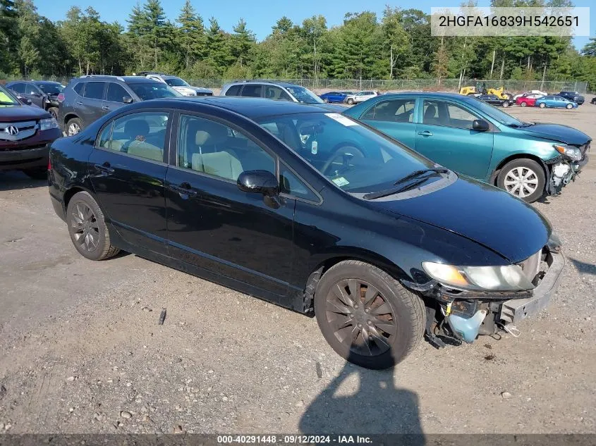 2009 Honda Civic Ex VIN: 2HGFA16839H542651 Lot: 40291448