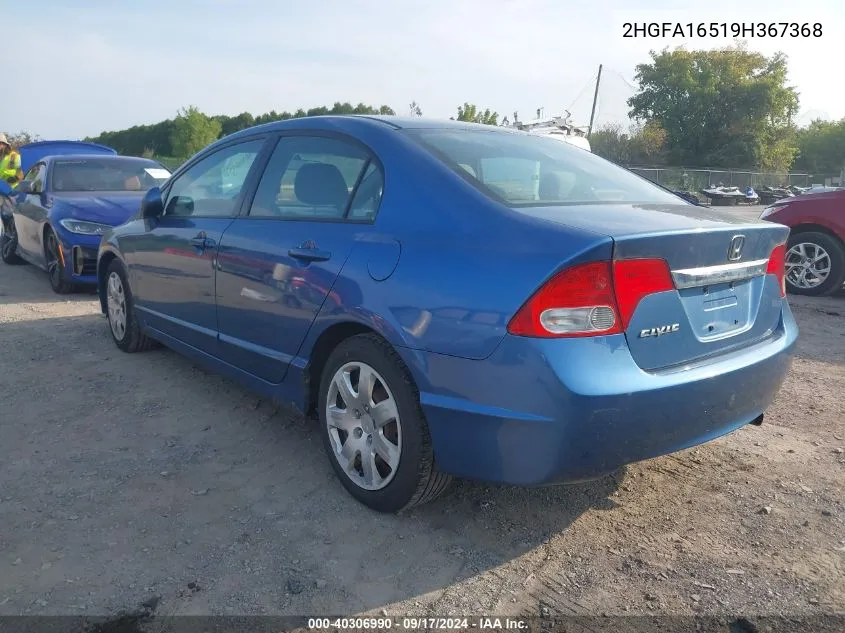 2009 Honda Civic Lx VIN: 2HGFA16519H367368 Lot: 40306990