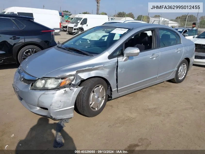 2009 Honda Civic Hybrid VIN: JHMFA36299S012455 Lot: 40329055