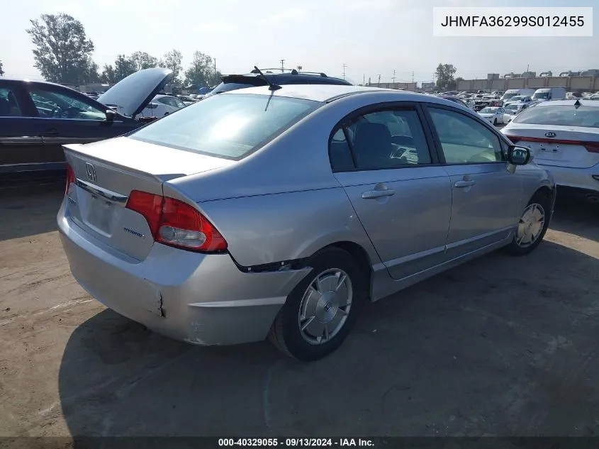 2009 Honda Civic Hybrid VIN: JHMFA36299S012455 Lot: 40329055