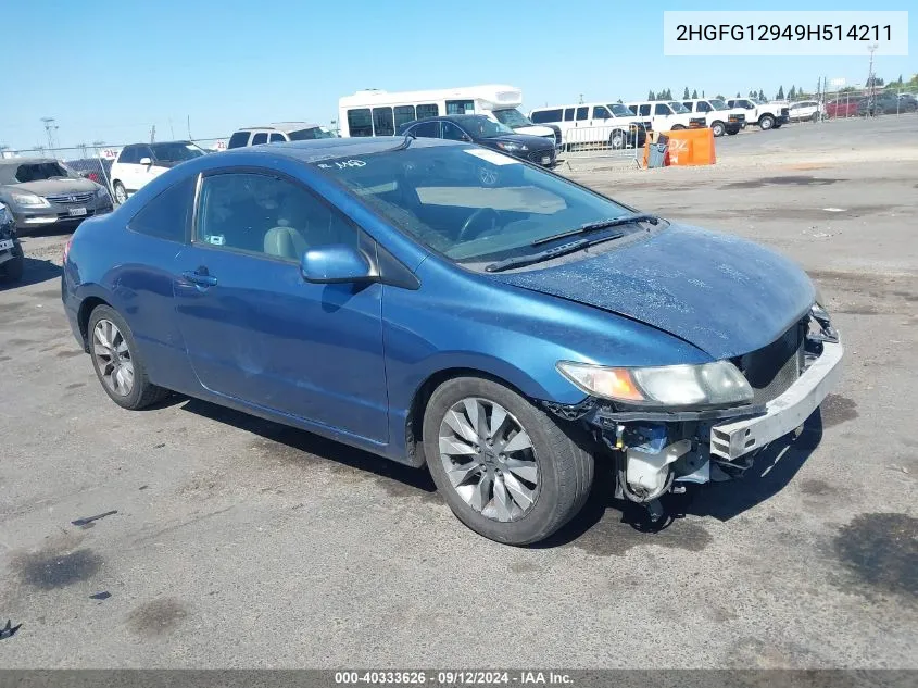 2009 Honda Civic Ex-L VIN: 2HGFG12949H514211 Lot: 40333626