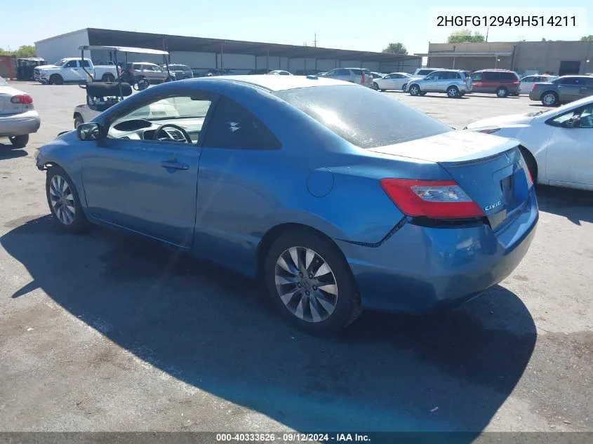 2009 Honda Civic Ex-L VIN: 2HGFG12949H514211 Lot: 40333626