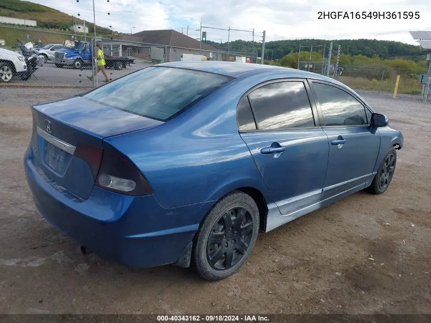 2009 Honda Civic Lx VIN: 2HGFA16549H361595 Lot: 40343162