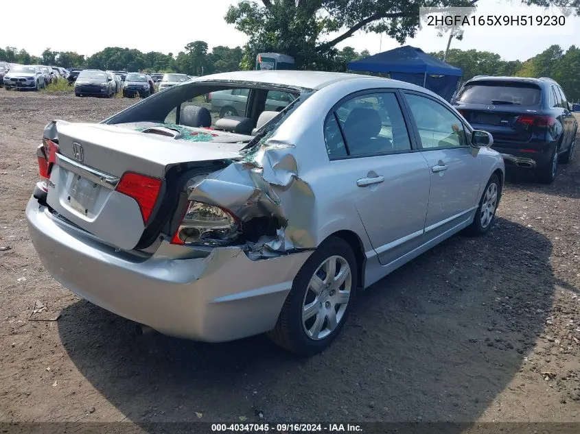 2009 Honda Civic Lx VIN: 2HGFA165X9H519230 Lot: 40347045