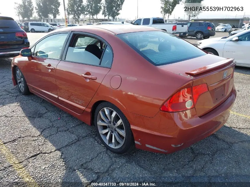 2009 Honda Civic Si VIN: 2HGFA55539H702963 Lot: 40347733