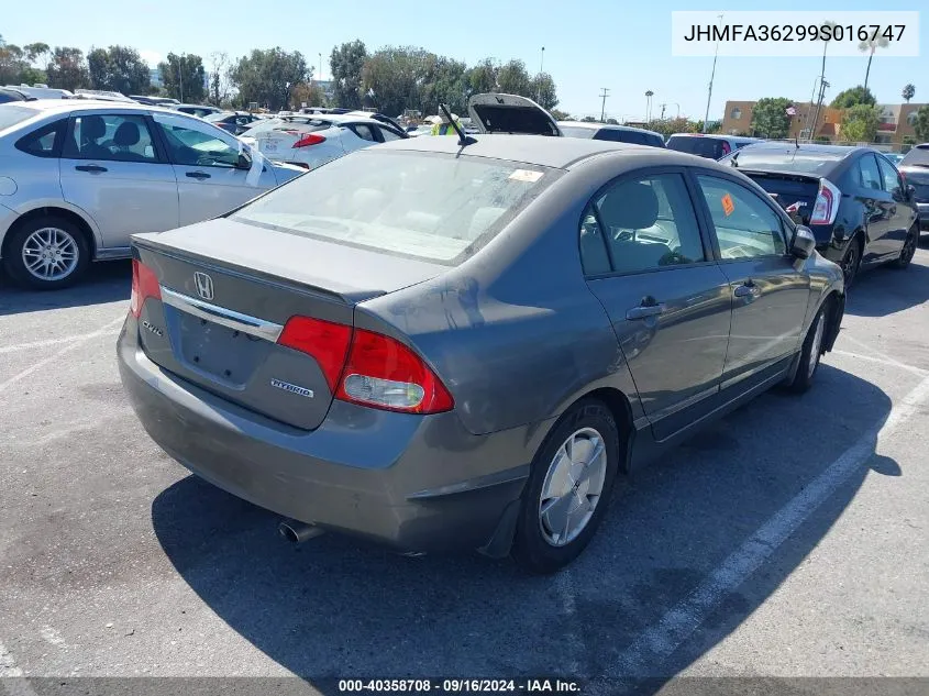 2009 Honda Civic Hybrid VIN: JHMFA36299S016747 Lot: 40358708