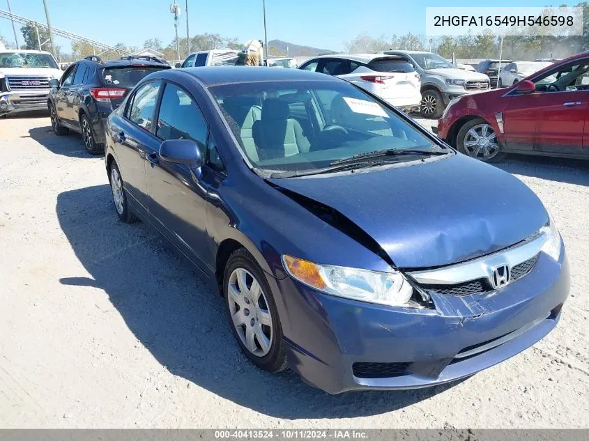 2009 Honda Civic Lx VIN: 2HGFA16549H546598 Lot: 40413524