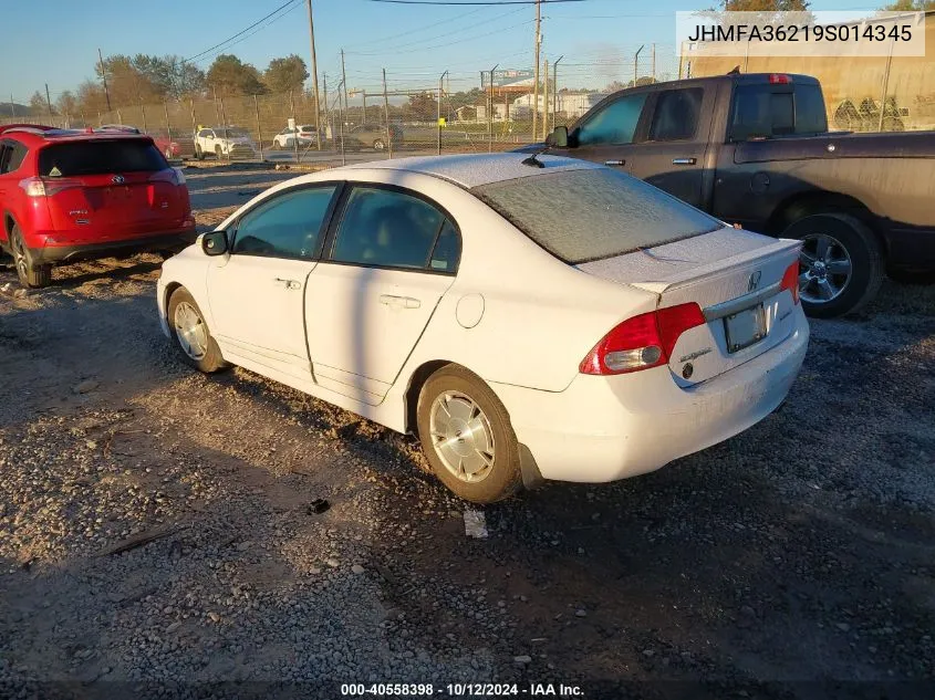 2009 Honda Civic Hybrid VIN: JHMFA36219S014345 Lot: 40558398