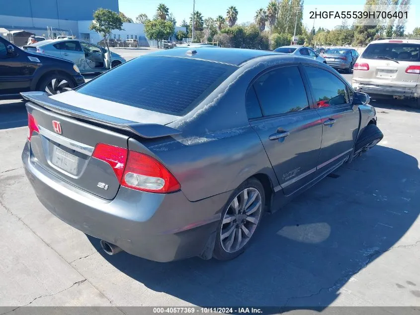 2009 Honda Civic Si VIN: 2HGFA55539H706401 Lot: 40577369