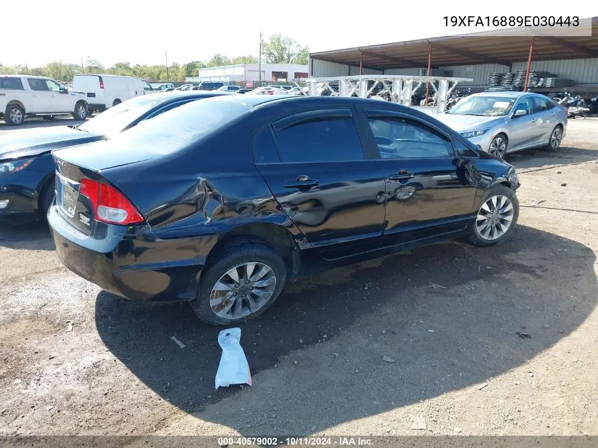 2009 Honda Civic Ex VIN: 19XFA16889E030443 Lot: 40579002