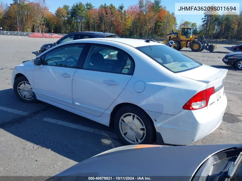 2009 Honda Civic Hybrid VIN: JHMFA36209S011694 Lot: 40579521