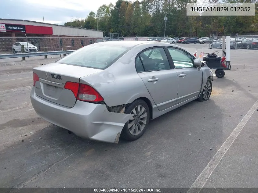 2009 Honda Civic Ex VIN: 1HGFA16829L012352 Lot: 40594940