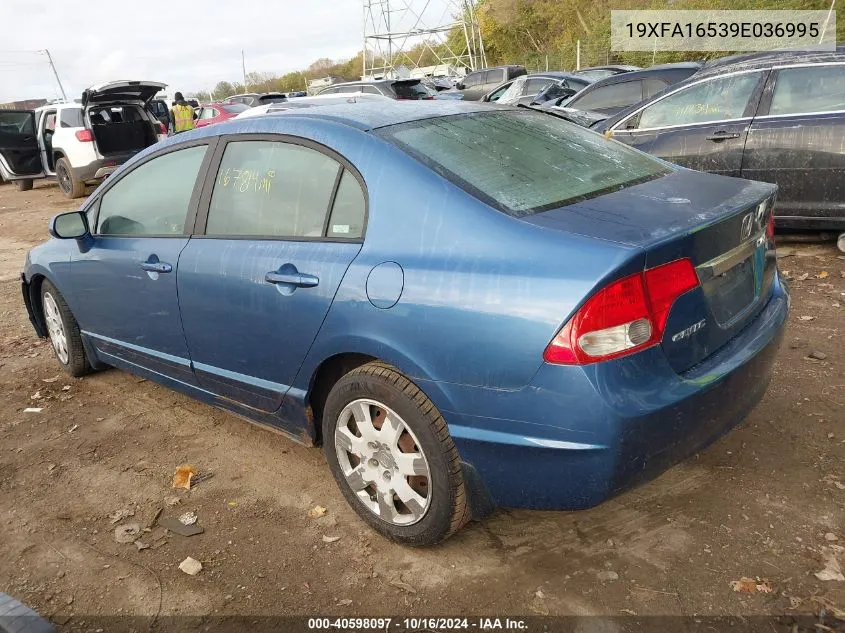 2009 Honda Civic Lx VIN: 19XFA16539E036995 Lot: 40598097