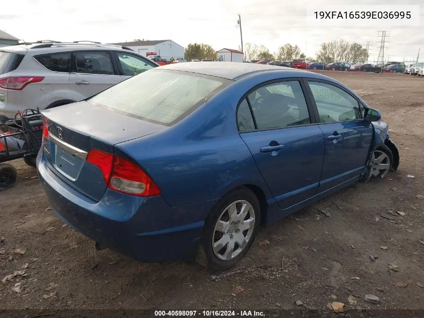 2009 Honda Civic Lx VIN: 19XFA16539E036995 Lot: 40598097