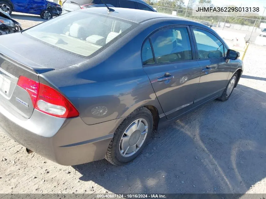 2009 Honda Civic Hybrid VIN: JHMFA36229S013138 Lot: 40607124