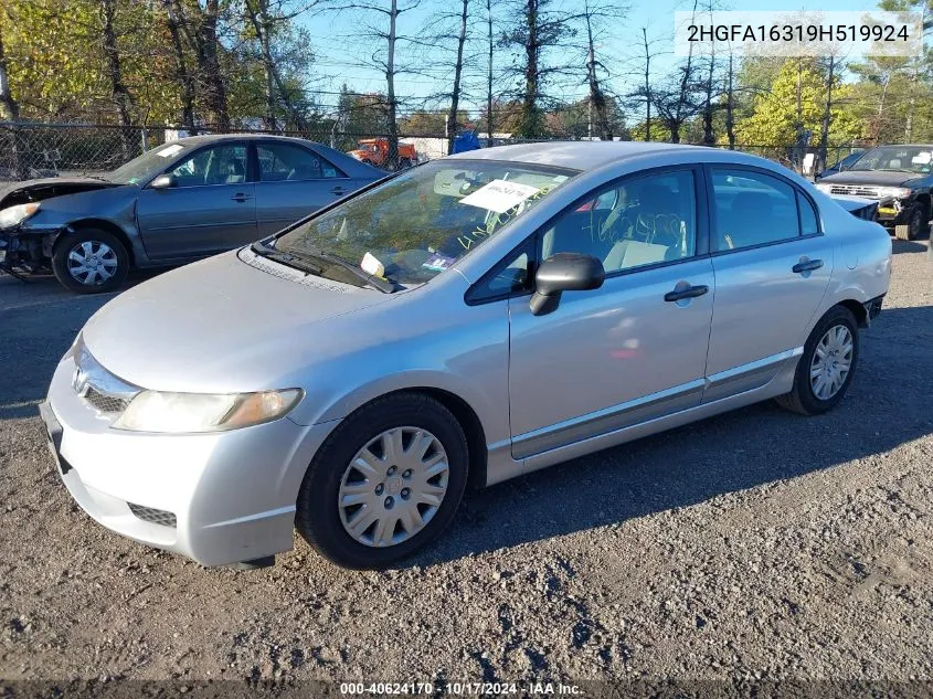 2009 Honda Civic Vp VIN: 2HGFA16319H519924 Lot: 40624170